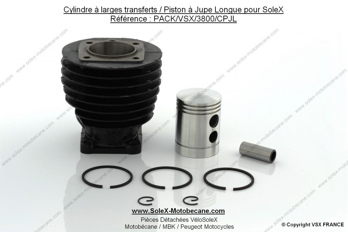Cylindre à larges transferts / Piston à Jupe Longue pour SoleX - Packs  Solex-motobecane - Packs Solex-motobecane - Solex-Motobecane