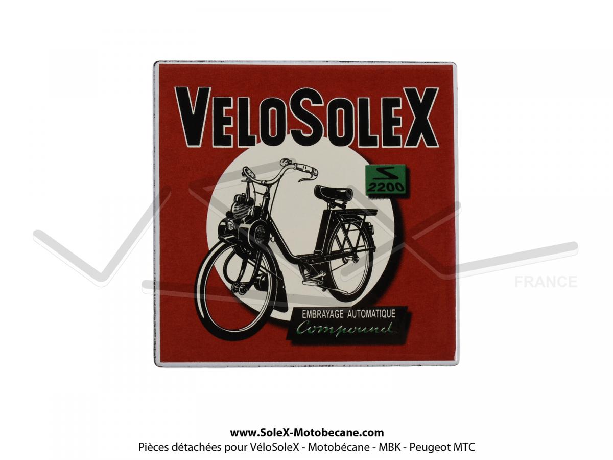 Magnet émaillé "VéloSoleX" 6x6cm - Pièces détachées pour SoleX 45cc, 330,  660, 1010 et 1400 - Pièces pour VELOSOLEX - Solex-Motobecane