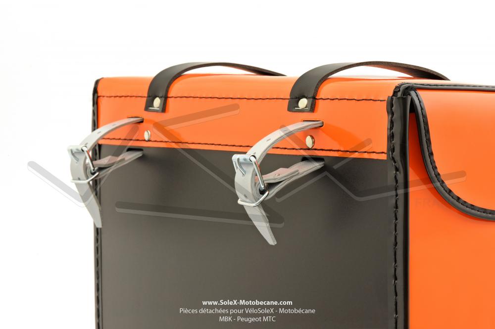 Sacoches Sporfabric V15CO Orange Mandarine pour SoleX / Mobylettes  Motobécane Motoconfort MBK Peugeot (la paire) - Pièces détachées pour SoleX  45cc, 330, 660, 1010 et 1400 - Pièces pour VELOSOLEX - Solex-Motobecane
