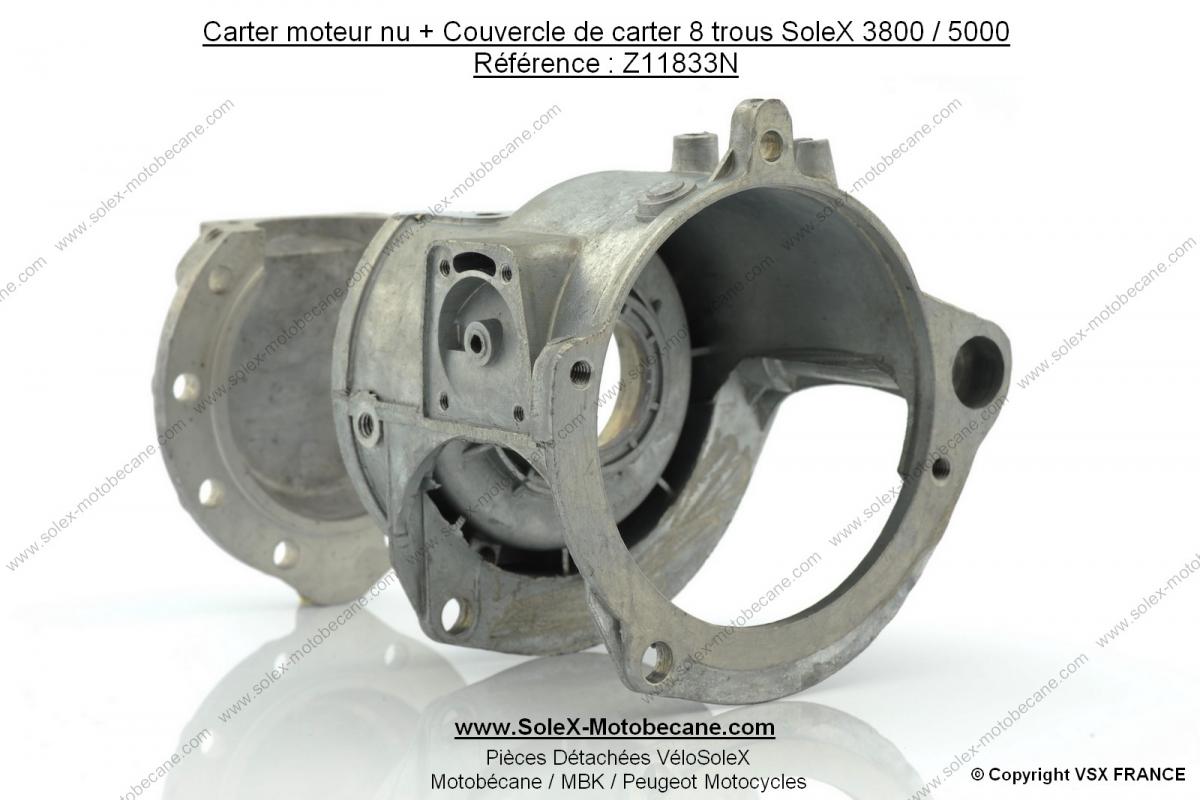 Carter moteur nu + Couvercle de carter 8 trous SoleX 3800 / 5000 - Pièces  détachées pour SoleX 1700, 2200, 3300 et 3800 - Pièces pour VELOSOLEX -  Solex-Motobecane