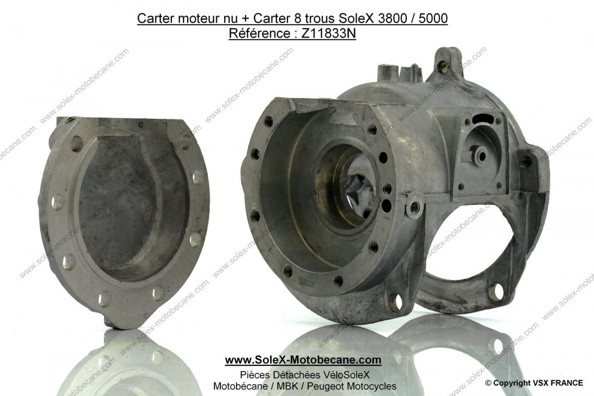 Carter moteur nu + Couvercle de carter 8 trous SoleX 3800 / 5000 - Pièces  détachées pour SoleX 1700, 2200, 3300 et 3800 - Pièces pour VELOSOLEX -  Solex-Motobecane