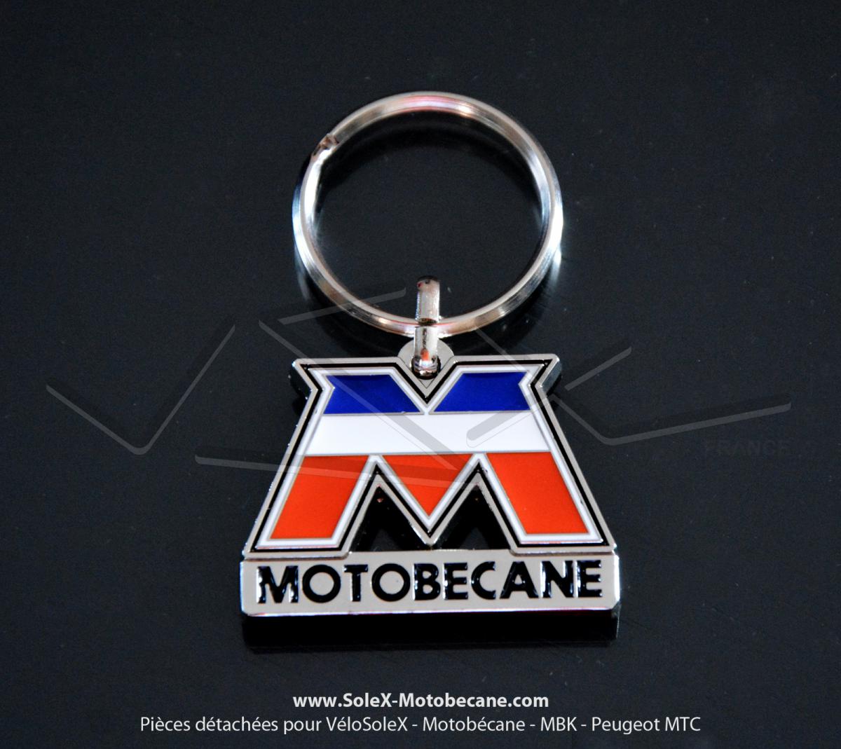 Porte-clés métal chromé "M" Motobécane Tricolore + VSX France - Accessoires  - Pièces pour Mobylette MOTOBECANE / MBK - Solex-Motobecane