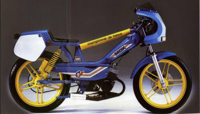 Housse de barre de renfort Jaune / Bleue "CHAMPIONNAT DE FRANCE" pour  Mobylette MBK 51 CF 1985 - Partie Cycle - Pièces pour Mobylettes MOTOBECANE  / MBK - Solex-Motobecane