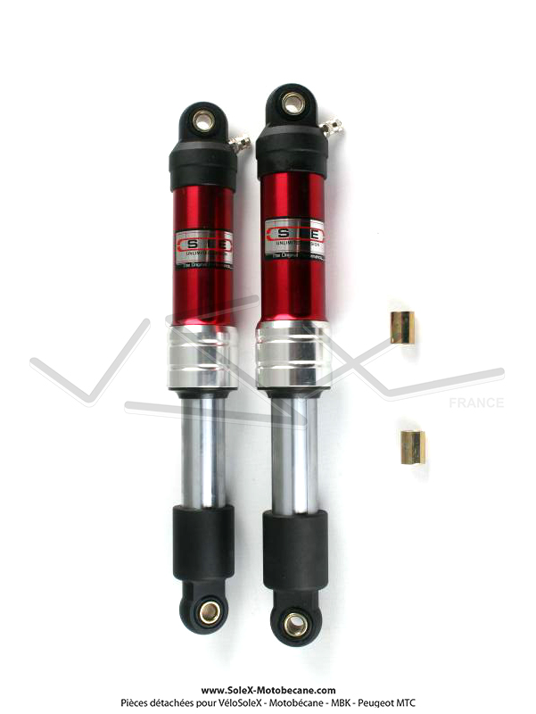 Amortisseurs arrières oléopneumatiques - 330mm - Rouges (la paire) - Partie  Cycle - Pièces pour Mobylette MOTOBECANE / MBK - Solex-Motobecane